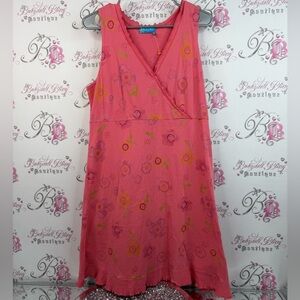 Fresh produce dress flowers painting style coral orange Pink Floral ruffles